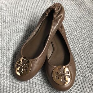 Tory Burch Reva Brown Flat, Leather
